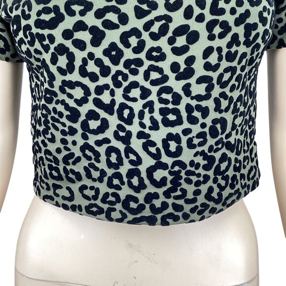 Aqua Bloomingdale’s Crop Top Size XS Xsmall Velvet Burnout‎ Animal Print Leopard - Picture 3 of 7
